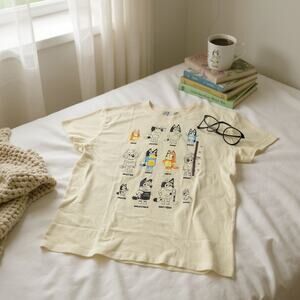 Bluey Character Grid T-Shirt – Size XL – Beige – New With Tags